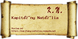 Kapitány Natália névjegykártya