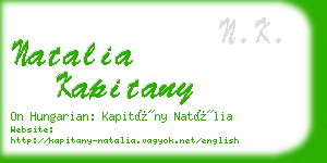 natalia kapitany business card
